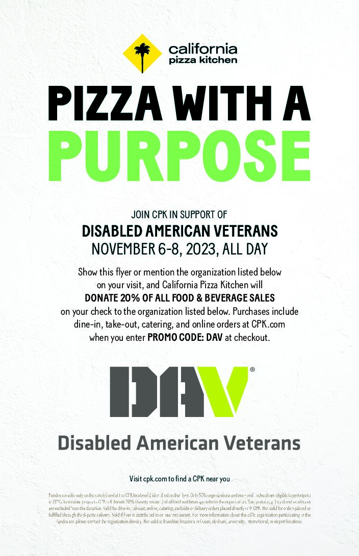 CPK Veteran’s Day/WeekNATIONAL FUNDRAISER Shops on El Paseo