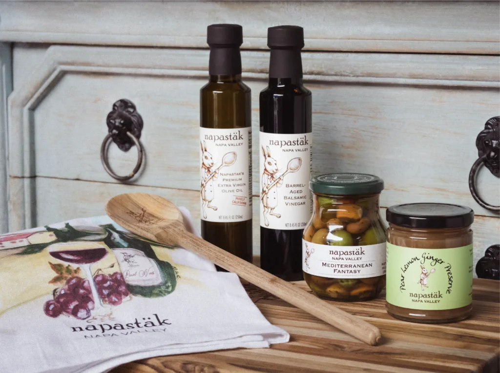 A collection of fine foods on a cutting board