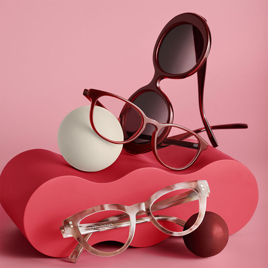warby_parker Set of glasses on a pink background